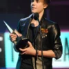 2010 Music Awards Winners Justin Bieber Black Leather Jacket