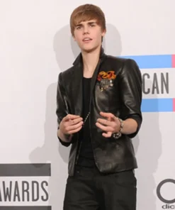 2010 Music Awards Winners Justin Bieber Black Leather Jacket