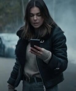 Reacher S02 Karla Dixon Black Shearling Jacket