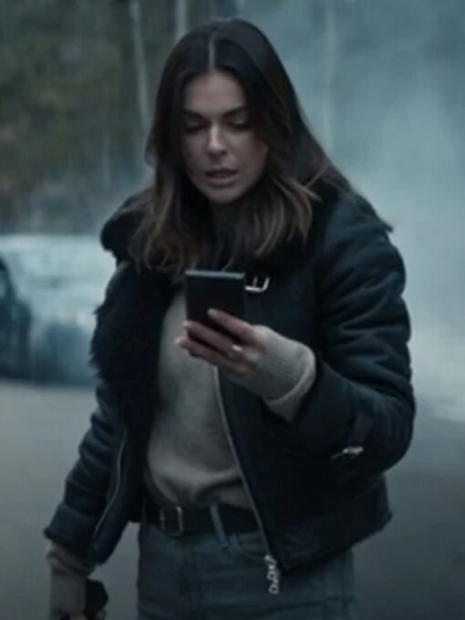 Reacher S02 Karla Dixon Black Shearling Jacket