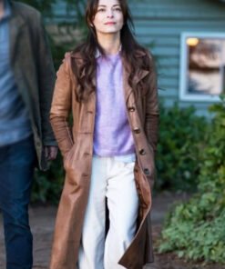 Murder In A Small Town S01 Kristin Kreuk Brown Leather Trench Coat