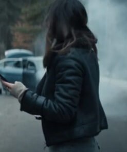 TV Series Reacher Serinda Swan Black Shearling Jacket